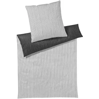 ELEGANTE Lined Gestreift Schwarz 135 x 200 cm + 80 x 80 cm
