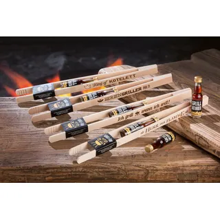 1 x Grillzange Spruch: Seriengriller Holz m. Schnaps 0,02 l Kräuterlikör 30 % Breite 40 cm, Zange, Grillen, Sommer (Seriengriller (Grillzange + Schnaps))
