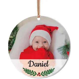 Personalisierte Weihnachtskugeln mit Foto, Weihnachtskugeln mit Babys Foto und Namen, Erste Weihnachtsbaum Dekoration für Babys 2024, Personalisierte Geschenke Männer Frauen Kinder