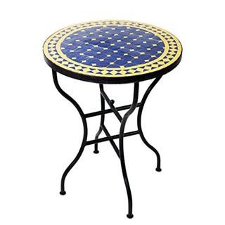 Marrakesch Orient & Mediterran Interior Gartentisch »Mosaiktisch Marrakesch 60cm rund, Beistelltisch, Gartentisch, Esstisch«, Handarbeit blau|gelb 75 cm