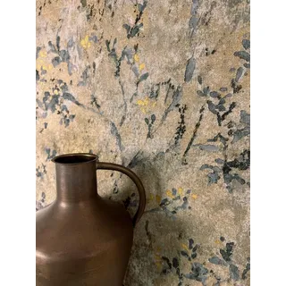 Newroom Vliestapete Inaya Brown Tapete Mustertapete Blätter,Äste,Blätterranke, Braun Tapete Floral Blätter - Vintage Blumentapete Grau Gold 3D Optik Romantisch Äste Blätterranke für Schlafzimmer Wohnzimmer Küche, Vintage braun