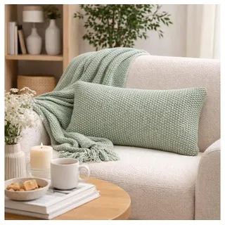 Marc O'Polo Home Dekokissen Nordic Knit von Marc O'Polo grün rechteckig | 30 cm x 60 cm