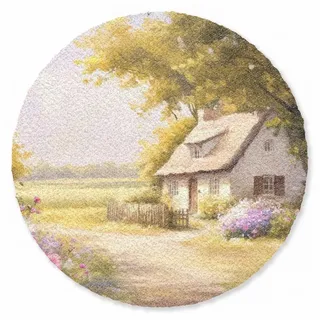 MuchoWow Fußmatte Rund Landhaus - Holz - Blumen, Rechteckig, Sauberlaufmatte, Fußabtreter, Türvorleger 120x120 cm 120 cm x 120 cm