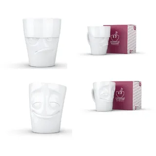 FIFTYEIGHT 58 Products TV Tassen - 2er Set - Henkelbecher Henkeltasse " VERGNÜGT / GRUMMELIG " je ca. 350ml ...