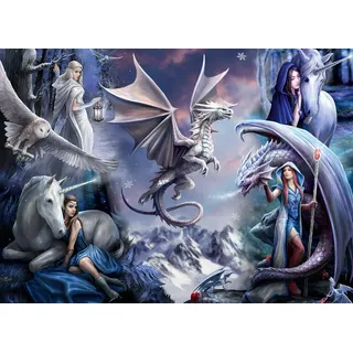 Bluebird Puzzle Puzzle Anne Stokes - Silver Dragon Collage, Puzzleteile
