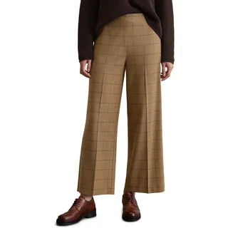 Chinohose MARC O'POLO "aus softem Flanell", Damen, Gr. 36, Normalgrößen, schwarz beige, Obermaterial: 63% Polyester, 34% Viskose, 3% Elasthan, gemustert, knöchelfrei, Hosen Chinohose