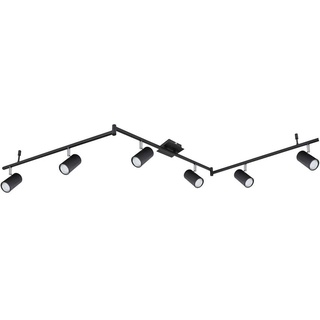 Deckenstrahler 6 flammig Spotleiste Fernbedienung Deckenleuchte Deckenlampe schwarz Metall, Spots flexibel, 6x RGB LED 3,5W 290Lm, LxBxH 180x10x18,5 cm