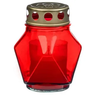 Glofrex S.C. Grabkerze Grablicht-Glas mit Kerze - rot - Höhe 11 cm - Brenndauer 14 h rot
