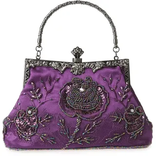 DA BODAN MMYOMI Vintage Floral Perlen Strass Stickerei Clutch Pailletten Hochzeit Abschlussball Tasche Braut Damen Crossbody Abend Handtasche