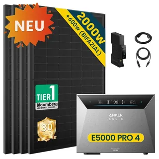 solarmars Balkonkraftwerk mit Speicher Anker SOLIX Solarbank 4 E5000 Pro + Solarmodul Set ohne Halterung