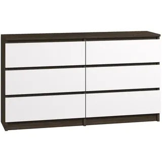 Kommode mit 6 Schubladen 140cm Sideboard Anrichte holz  wenge weiss Modern