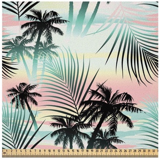 Abakuhaus Stoff Zum Nähen Toller Stoff für Heimtextilien aller art, Hawaii Sommer Palmen Farn bunt 145 cm x 300 cm