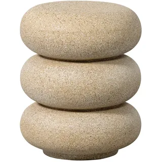 Woood Beistelltisch Laurel aus Magnesiumoxid, mit Tupfen, beige, rund, pflegeleicht