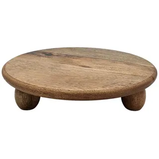 Meinposten Dekoteller Kerzentablett rund auf Füßen Kerzentablett Holztablett Blumenhocker (1 St) braun