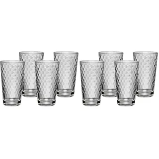 WMF CoffeeTime Longdrinkgläser Set 4-teilig, Gläser 275ml mit Wabenmuster, Latte Macchiato, Cocktail, hitzebeständiges Kristallglas, spülmaschinengeeignet (Packung mit 2)