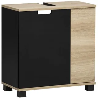 Schildmeyer Waschbeckenunterschrank Emmik 59,8 x 62,4 x 32,6 cm Schwarz/Eiche