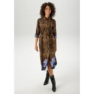Aniston CASUAL Blusenkleid Midi Leo-Print Schwarz/Beige/Braun/Blau 44