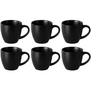 Kaffeetassen 6er Set BRUNCH, Schwarz matt - Porzellan - 6er Set