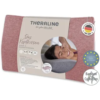 Theraline Kopfkissen | Ergonomisches Memory Foam Kissen mit Perlen | Nackenstützkissen für Seitenschläfer & Rückenschläfer | inklusive Bezug aus Bambusjersey ca. 50x30 cm | Melange Rosenholz