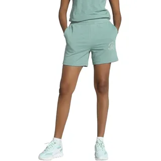 Puma ESS Script High-Waist Shorts 5" Grün Moon XS