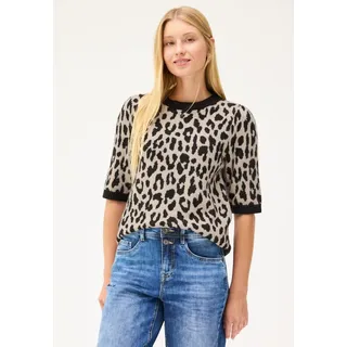 STREET ONE STUDIO Kurzarmpullover mit allover Leoprint schwarz 36 EU