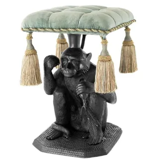 Casa Padrino Designer Hocker Affe Schwarz / Türkis 38 x 43 x H. 58 cm - Luxus Möbel