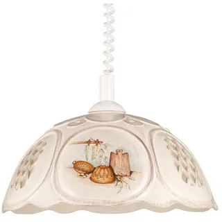 Helios Leuchten Pendelleuchte Küchenlampe Keramik beige, Keramiklampe, Deckenlampe, Hängelampe, für Küche Esszimmer Esstisch, Deckenleuchte hängend höhenverstellbar braun