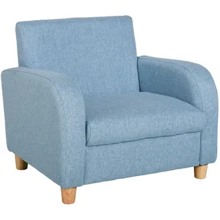 Homcom Kindersessel Holz Leinen Blau 49 x 45 x 44,5 cm