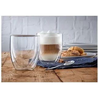 WMF Gläser-Set Kult Coffee, doppelwandige Thermogläser, 2-tlg., Glas, hält die perfekte Trinktemperatur, kondensationsfrei weiß