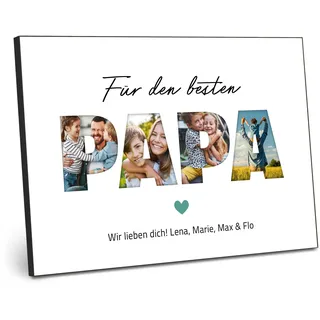 ARTFAVES® Personalisiertes Bild - Für den besten Papa - Geschenk für Papa, Vater, Vatertag, Danke als Poster 21 x 30/30 x 40 cm ohne/mit Rahmen oder als Holzbild