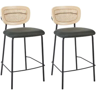 2er Set Moderne Barstühle Wiener Geflecht Rattan Rückenlehne Hocker Polyester Si