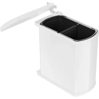 Hailo Abfallsammler 3416001 | Schwenkbarer Einbau Mülleimer Duo 16 L | Für Küchenschränke ab 45 cm Breite mit Drehtür | Robustes Weißes Design | Einfache Montage | Perfekte 2fach Mülltrennung