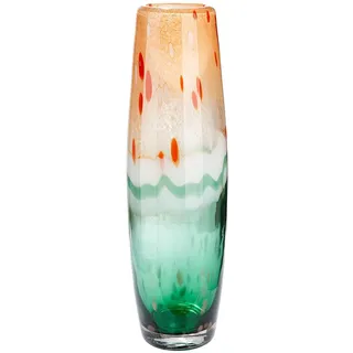 GILDE GLAS art Blumenvase Grün/Orange 40 cm