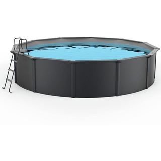 Steinbach Aktionsangebot Stahlwand Swimming Pool Set "Nuovo de Luxe" inkl. Pool Starterset Chlor,anthrazit / silbergrau,Ø 360 x 120 cm