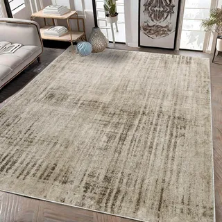 Tinyboy-hbq Moderner Abstrakter Teppich Kaschmirimitat im Europäischen Stil Kurzflor Teppich Dekorativ für Wohnzimmer (Abstraktes Beige Grau/Hellbraun, 160 x 200 cm)