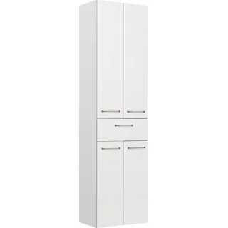 Saphir Quickset Hochschrank 50 cm breit 185,5 x 50 x 33 cm Weiß Glas/Kunststoff/Metall/Spanplatte