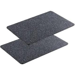 Astra Fußmatte innen grau Schmutzfangmatte rutschfest – Türmatte 50x80 cm 2er Set wasserabweisend – Rib Line Fußabtreter strapazierfähig antistatisch