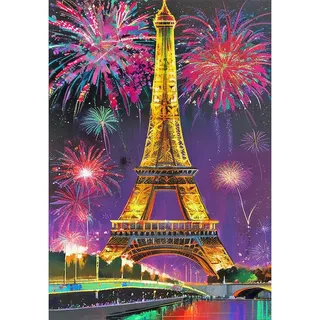 DCIDBEI Diamond Painting Eiffelturm Paris 40x50cm Diamond Painting Eiffelturm Feuerwerk DIY 5D Diamant Malerei Malen nach Zahlen Paris Fluss Diamant Painting Bilder Kreuzstich Landschaft Paris
