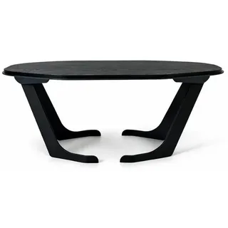 Xlmoebel Couchtisch Moderner ovaler Couchtisch aus schwarzem Holz und Metall, Made in Europa schwarz