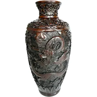 Chinesische Drachenvase, handgefertigt, dekorative orientalische skulpturale Vase für Blumen, Feng Shui asiatische Kunst, Harz, 24,1 cm (Braun)