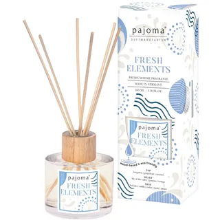 Raumduft Diffuser Fresh Elements, 100 ml mit Stäbchen - Essential Oils Lufterfrischer in Geschenkverpackung | Spritzige Mischung aus Bergamotte, Grapefruit & Karamell | Wohn-, Schlaf-, Bad, WC, Hotel