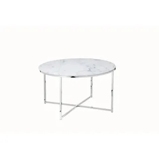 SalesFever Couchtisch Marmor weiß / Metall 80 x 45 x 80 cm
