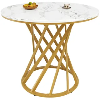 Okwish Esstisch, Gold, Holzwerkstoff, 80x76x80 cm, Esszimmer, Tische, Esstische