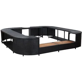 Festnight Whirlpool Quadratisch Whirlpool-Umrandung Whirlpool Outdoor Poolumrandung Stahlwandpool Rattan Whirlpool Abdeckung Umrandung Garten 268x268x55 cm Poly Rattan
