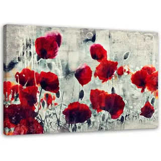 Feeby Leinwandbild, Rot, Textil, Baum/Pflanze/Natur, Rechteckig, 100x70 cm, Bilder und Zubehör, Wandbilder, Leinwandbilder
