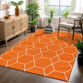 Sanat Trellis Kurzflorteppich 160 x 230 cm Orange