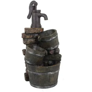 finehomegarden Zierbrunnen Gartenbrunnen Brunnen VENETIEN in Holz-/Stein-Optik mit Kaskade H75cm, (1 St), Polyresin Wasserspiel Garten / Paket braun