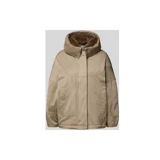 Jacke mit Kunstfell und Eingrifftaschen, Taupe, 44