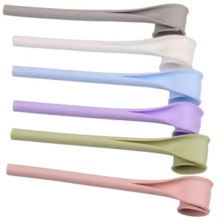 Packung mit 6 Silikon Strohhalmen, wiederverwendbare Trinkflaschen, zu öffnender Schnappverschluss, tragbare Tasche, Reise, Festival, Küchenzubehör