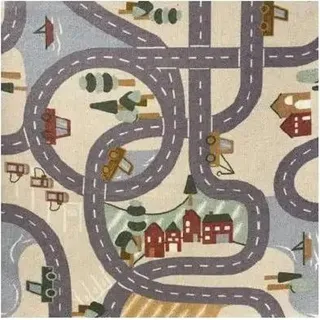 Meubinex Scanroad Kinderteppich 80 x 120 cm Beige/Mehrfarbig
